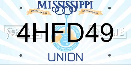 4HFD49 Mississippi License Plate