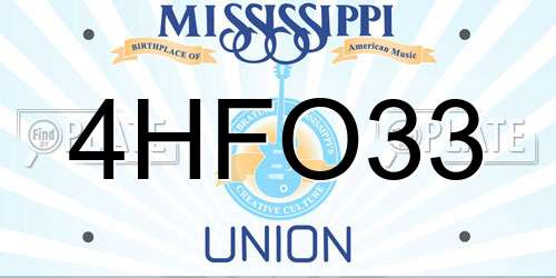 4HFO33 Mississippi License Plate