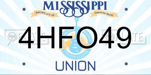 4HFO49 Mississippi License Plate
