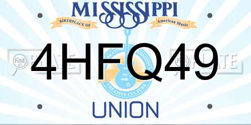 4HFQ49 Mississippi License Plate