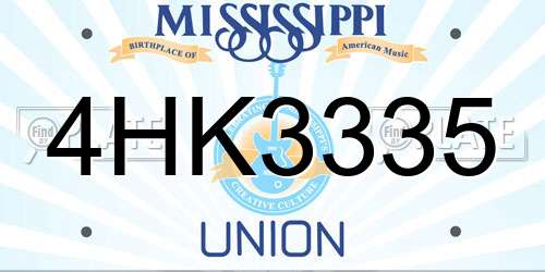 4HK3335 Mississippi License Plate
