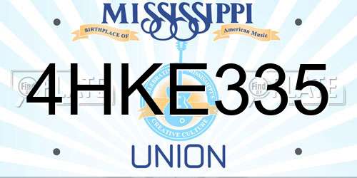 4HKE335 Mississippi License Plate