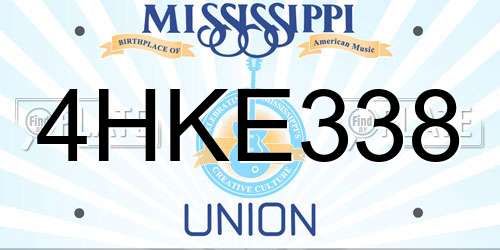 4HKE338 Mississippi License Plate