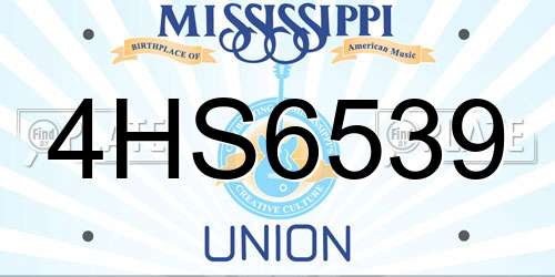 4HS6539 Mississippi License Plate