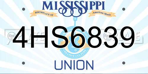 4HS6839 Mississippi License Plate