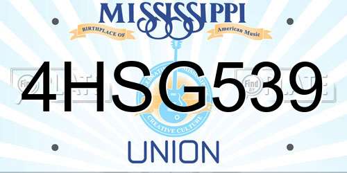 4HSG539 Mississippi License Plate