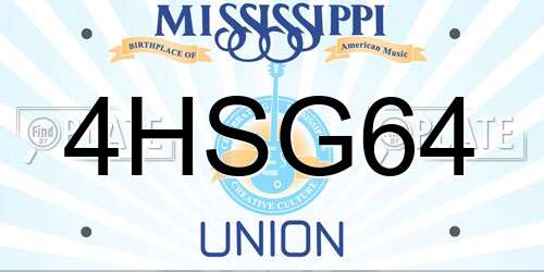 4HSG64 Mississippi License Plate