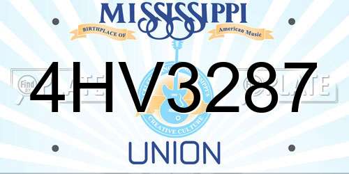 4HV3287 Mississippi License Plate