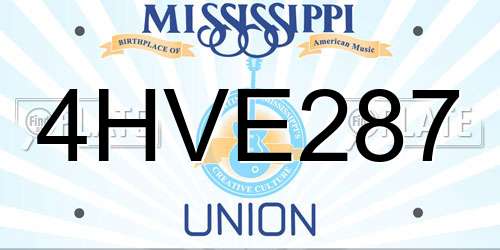 4HVE287 Mississippi License Plate
