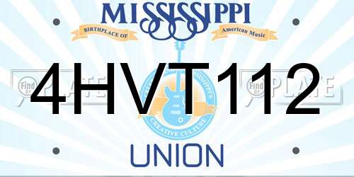 4HVT112 Mississippi License Plate