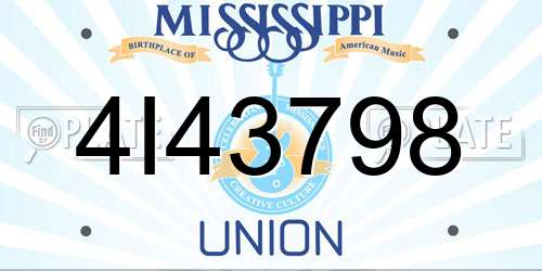 4I43798 Mississippi License Plate