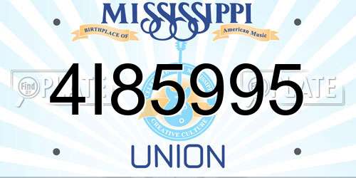 4I85995 Mississippi License Plate