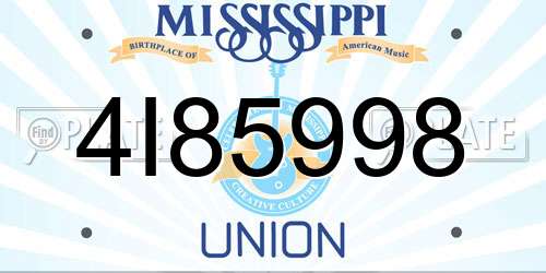 4I85998 Mississippi License Plate