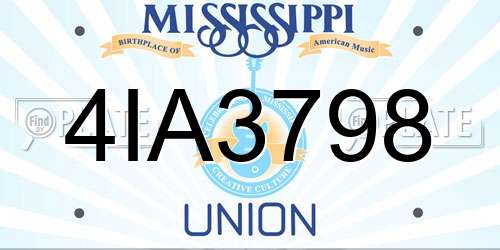 4IA3798 Mississippi License Plate