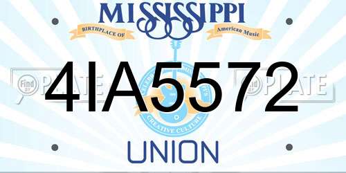 4IA5572 Mississippi License Plate