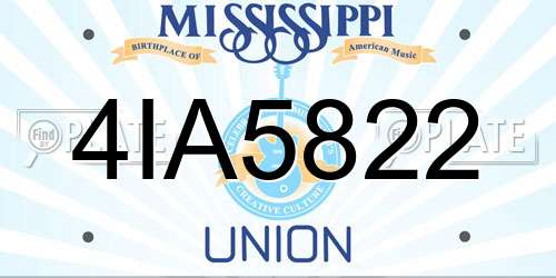 4IA5822 Mississippi License Plate