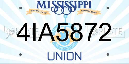 4IA5872 Mississippi License Plate