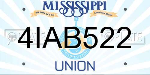 4IAB522 Mississippi License Plate