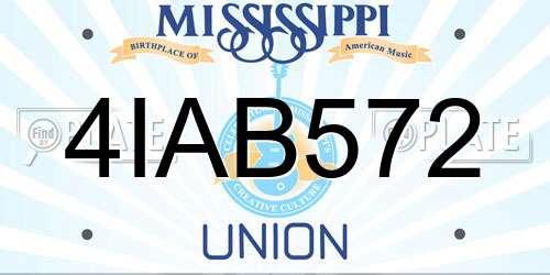 4IAB572 Mississippi License Plate
