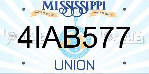 4IAB577 Mississippi License Plate