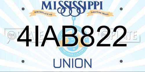 4IAB822 Mississippi License Plate
