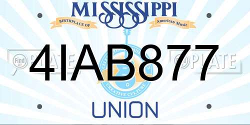 4IAB877 Mississippi License Plate