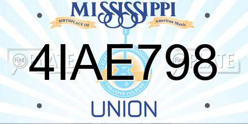 4IAE798 Mississippi License Plate
