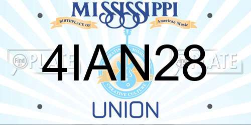 4IAN28 Mississippi License Plate