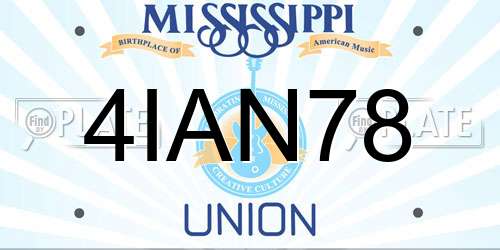 4IAN78 Mississippi License Plate