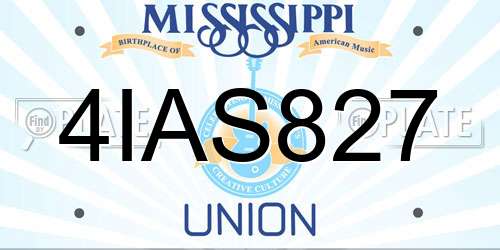 4IAS827 Mississippi License Plate