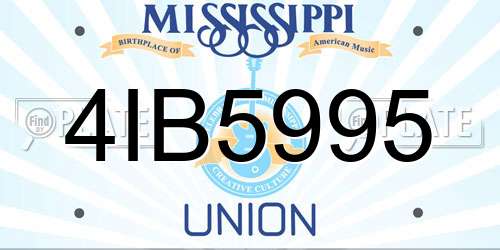 4IB5995 Mississippi License Plate