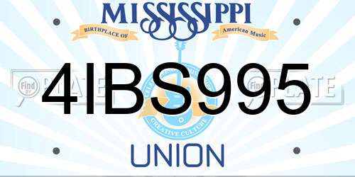 4IBS995 Mississippi License Plate