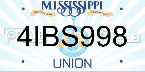 4IBS998 Mississippi License Plate