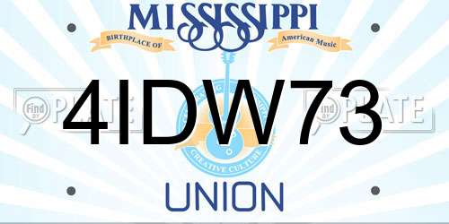 4IDW73 Mississippi License Plate