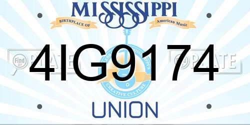 4IG9174 Mississippi License Plate