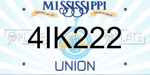 4IK222 Mississippi License Plate