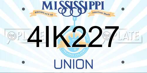 4IK227 Mississippi License Plate