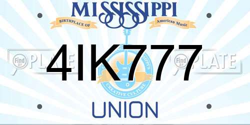 4IK777 Mississippi License Plate