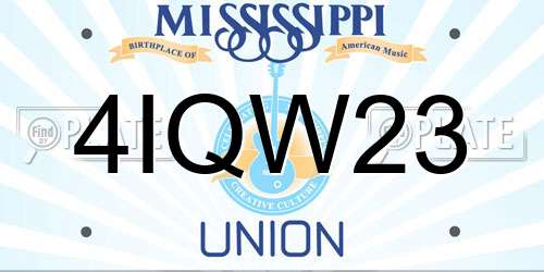 4IQW23 Mississippi License Plate