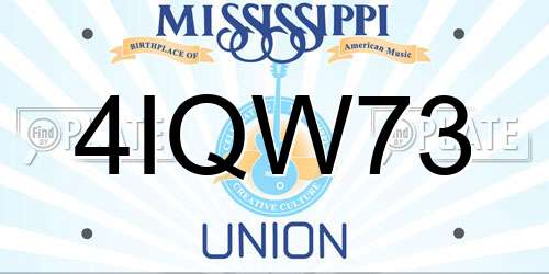 4IQW73 Mississippi License Plate