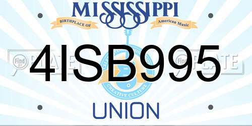 4ISB995 Mississippi License Plate