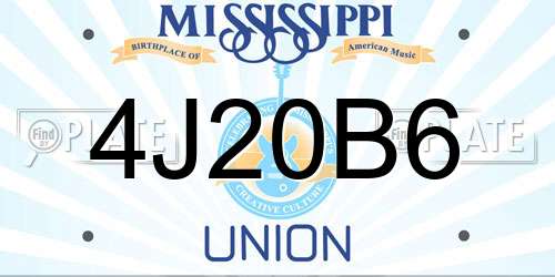 4J20B6 Mississippi License Plate