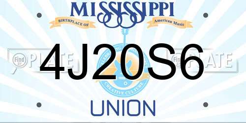 4J20S6 Mississippi License Plate