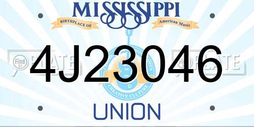 4J23046 Mississippi License Plate