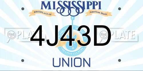 4J43D Mississippi License Plate