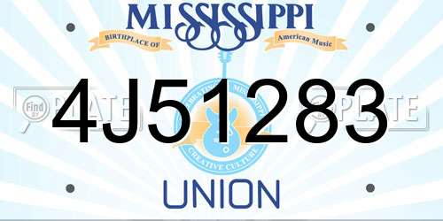 4J51283 Mississippi License Plate