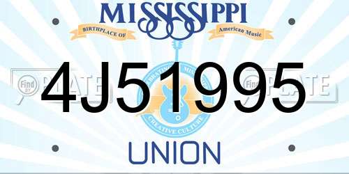 4J51995 Mississippi License Plate