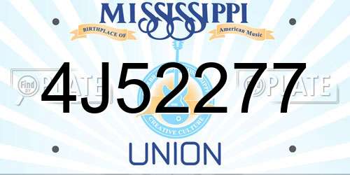 4J52277 Mississippi License Plate
