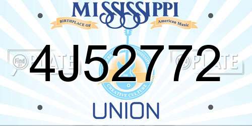 4J52772 Mississippi License Plate