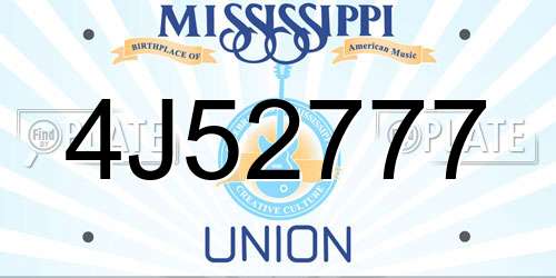 4J52777 Mississippi License Plate